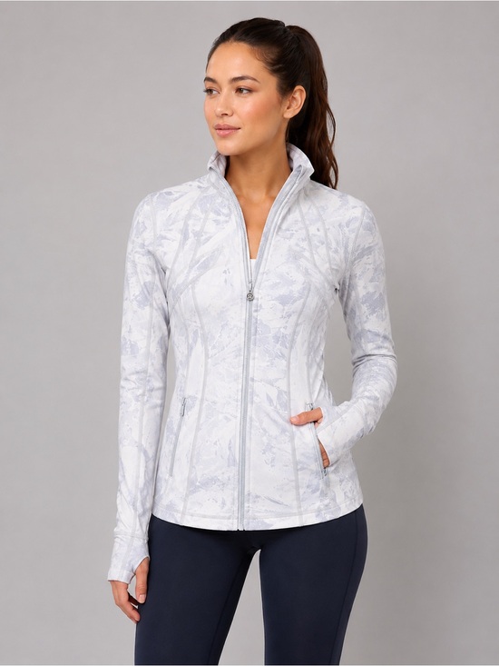 lululemon athletica Tops - Lululemon Define Jacket Size 4 White Gray Abstract Print Full Zip Yoga Running